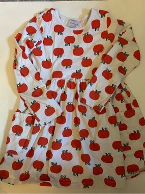 Hanna Andersson Cream Dress with Red Apple Print